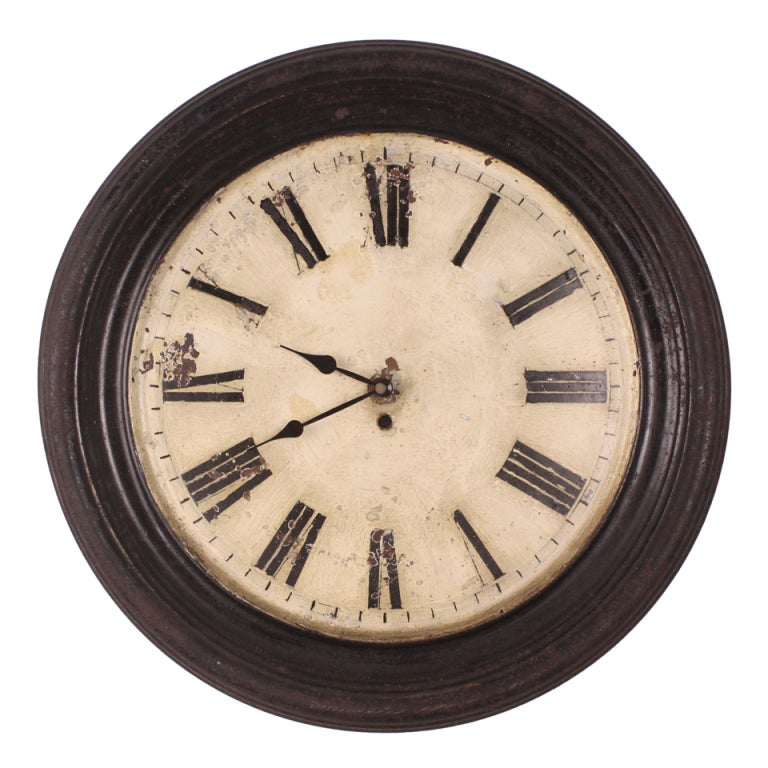 Antique Country Large French Metal Wall Clock at 1stdibs