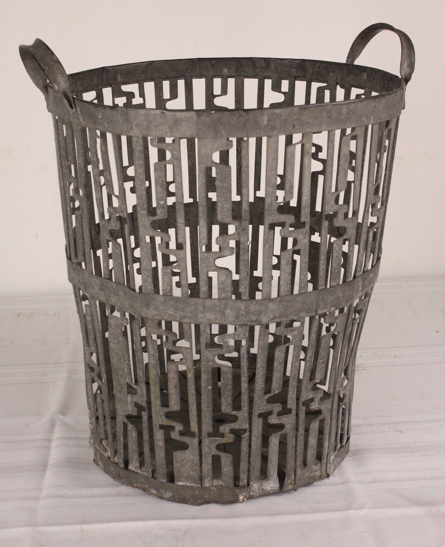 Large French Art Deco Steel Waste Basket