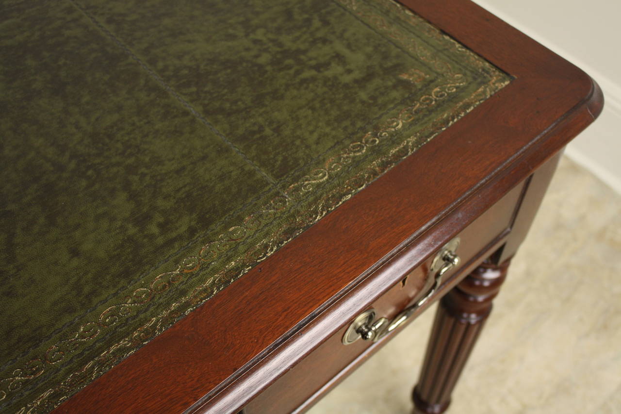English Mahogany Leather-Topped Partner's Desk 1