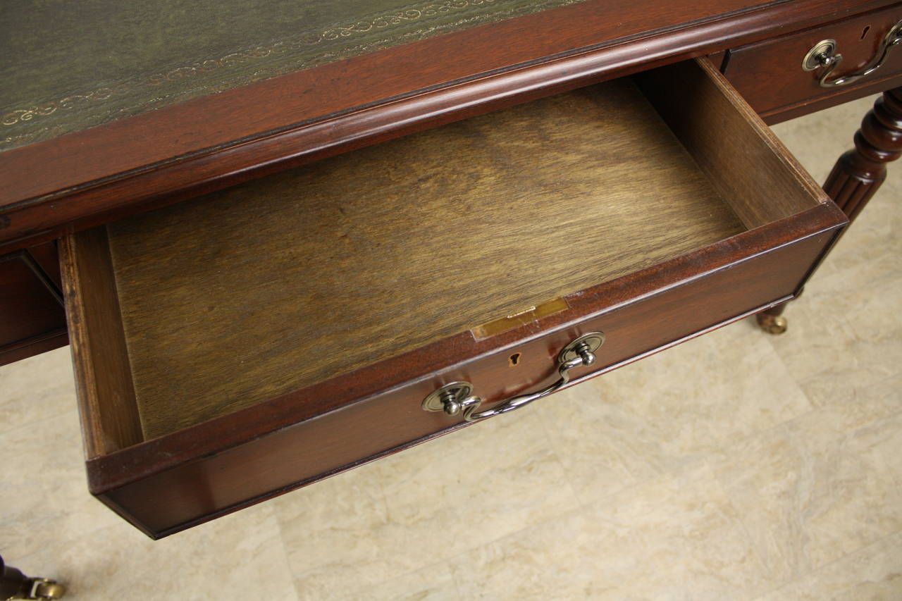 English Mahogany Leather-Topped Partner's Desk 3