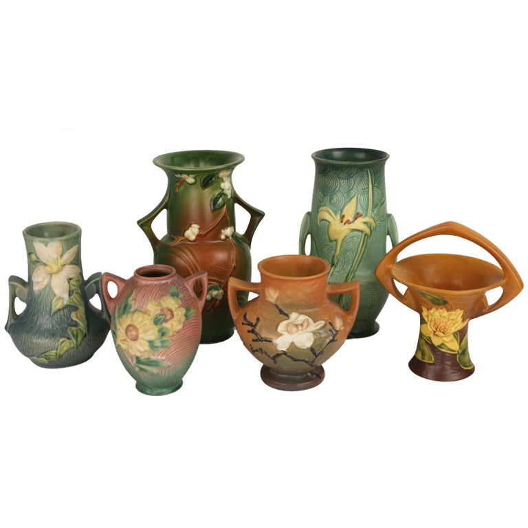 Collection of Six Roseville Vases at 1stdibs