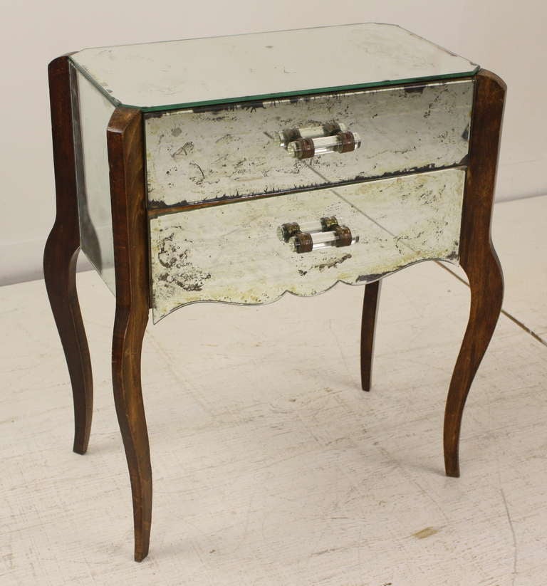 French Art Deco Mirrored Nightstand at 1stdibs