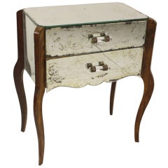 French Art Deco Mirrored Nightstand