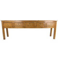 Long Antique English Five Drawer Pine Server
