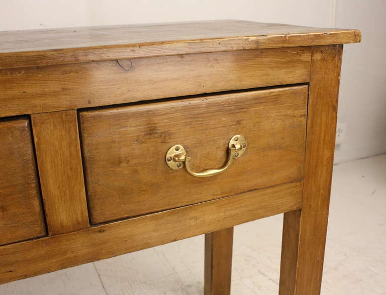 Wood Long Antique English Five Drawer Pine Server