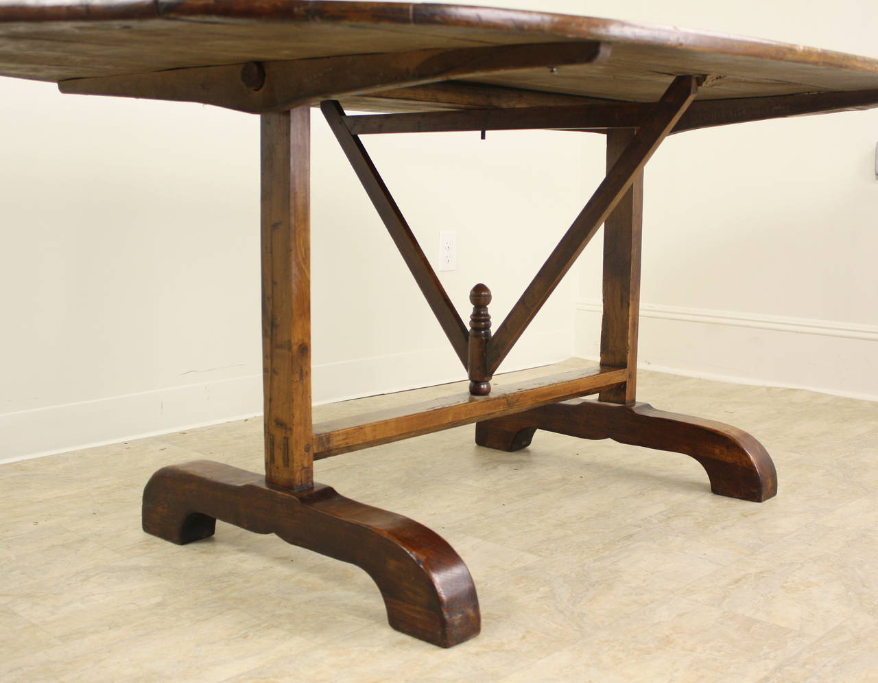 Wood Warped Antique French Cherry Vendange Wine Table Reduced