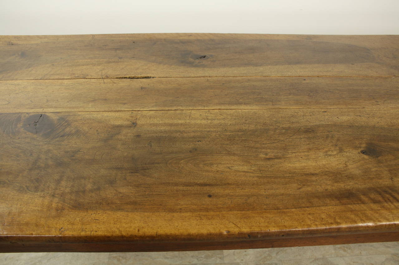 Wood Large Antique French Walnut Farm Table