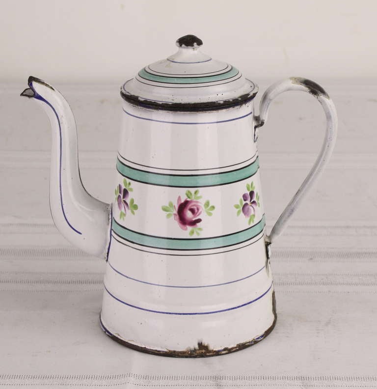 Collection of Seven French Enamel Coffee Pots at 1stdibs