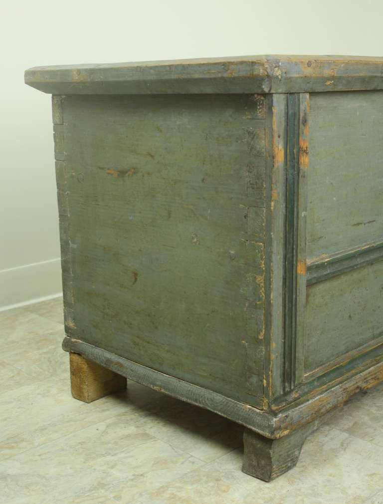 Antique Blue Painted Blanket Chest /Trunk 1