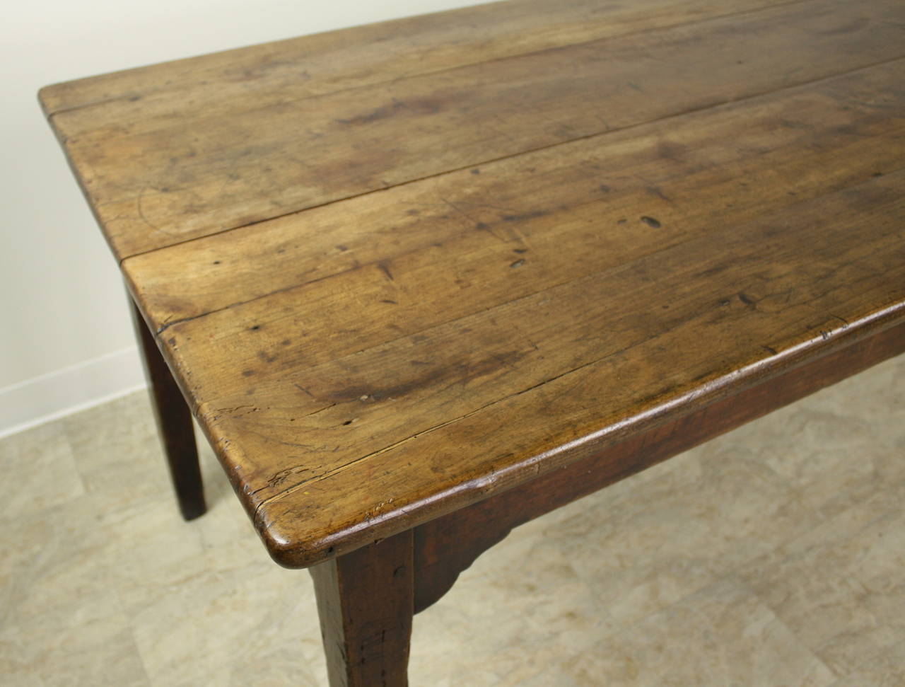 Antique French Cherry Farm Table In Good Condition In Port Chester, NY