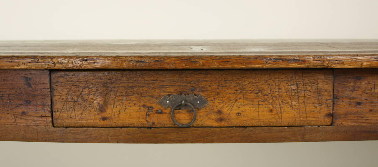 19th Century Long Antique French Pine Farm Table