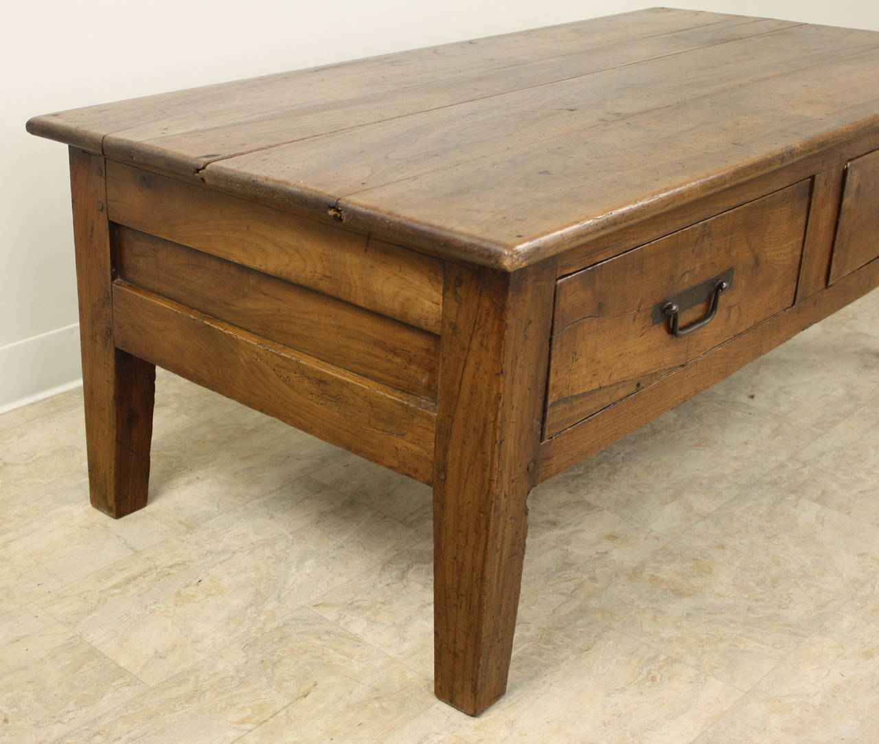 19th Century Antique French Paneled Cherry Coffee Table
