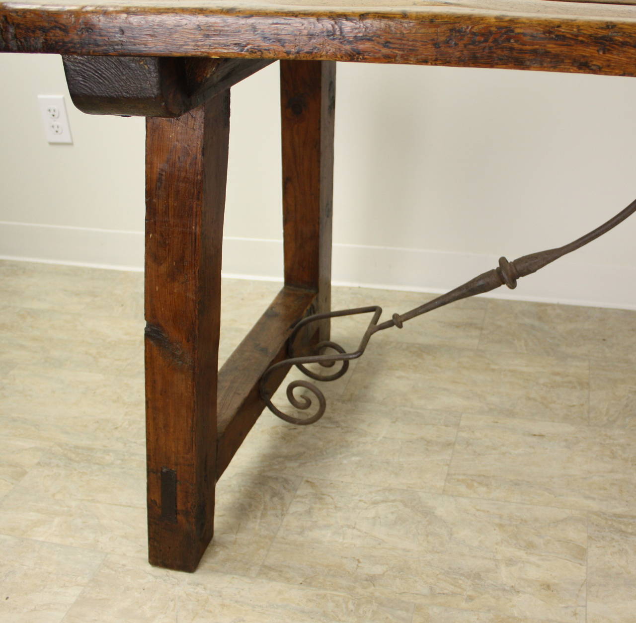 Antique Spanish Refectory Table, Original Irons For Sale 2