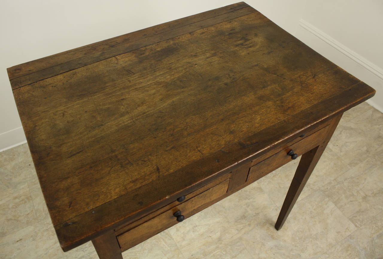 Antique French Four Drawer Walnut Side Table In Good Condition In Port Chester, NY