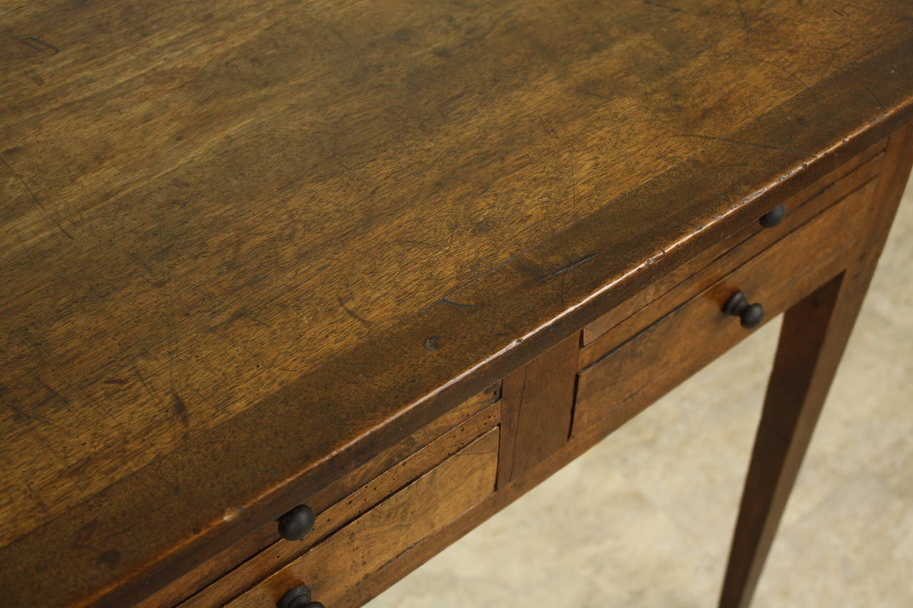 19th Century Antique French Four Drawer Walnut Side Table