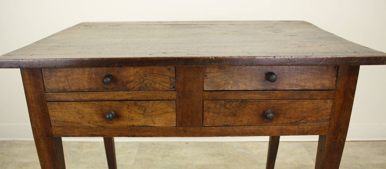 Antique French Four Drawer Walnut Side Table 1