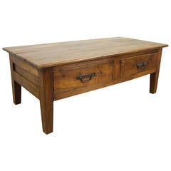 Antique French Paneled Cherry Coffee Table
