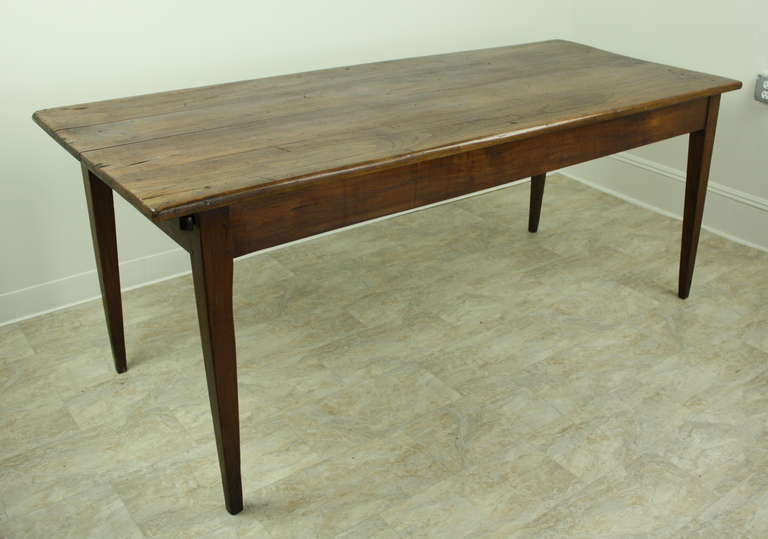 Cherry Farmhouse Table, Bread Slide One End, Drawer the Other