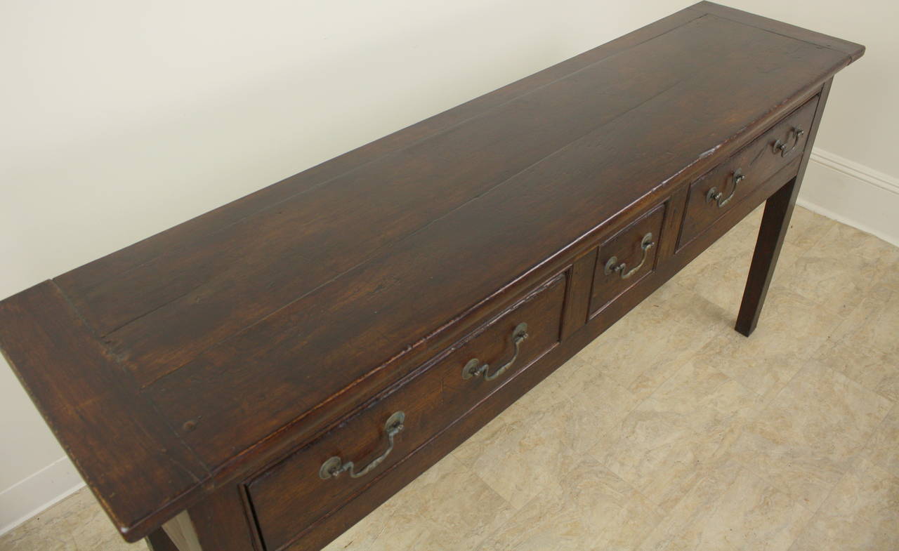 French Antique Three-Drawer Chestnut Server In Good Condition In Port Chester, NY