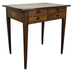 Antique French Four Drawer Walnut Side Table