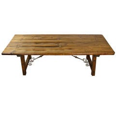 Antique Spanish Refectory Table, Original Irons 1