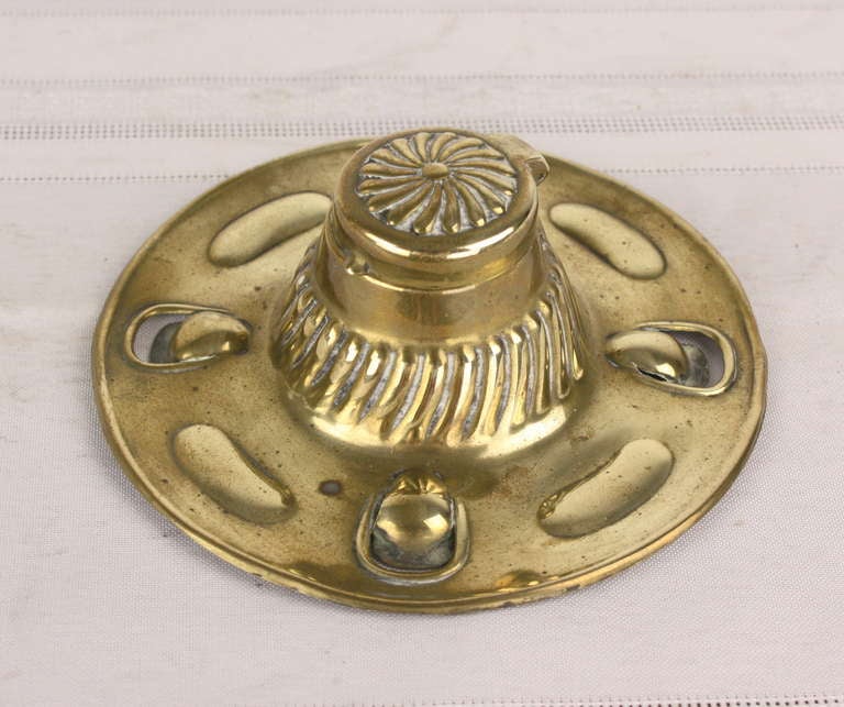 Collection of Four Antique English Brass Inkwells 1