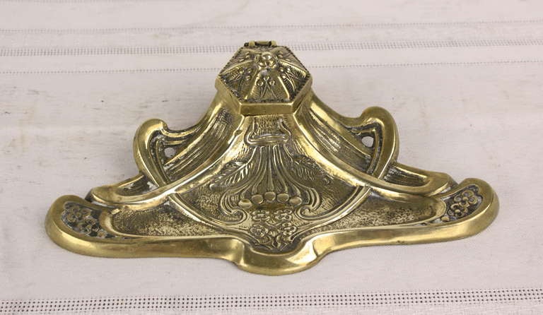 Collection of Four Antique English Brass Inkwells 3