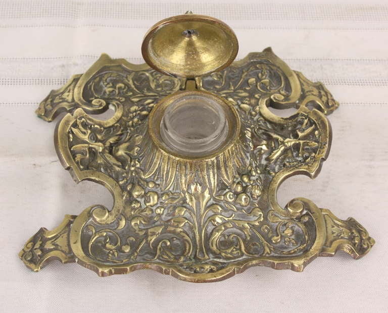 Collection of Four Antique English Brass Inkwells 6
