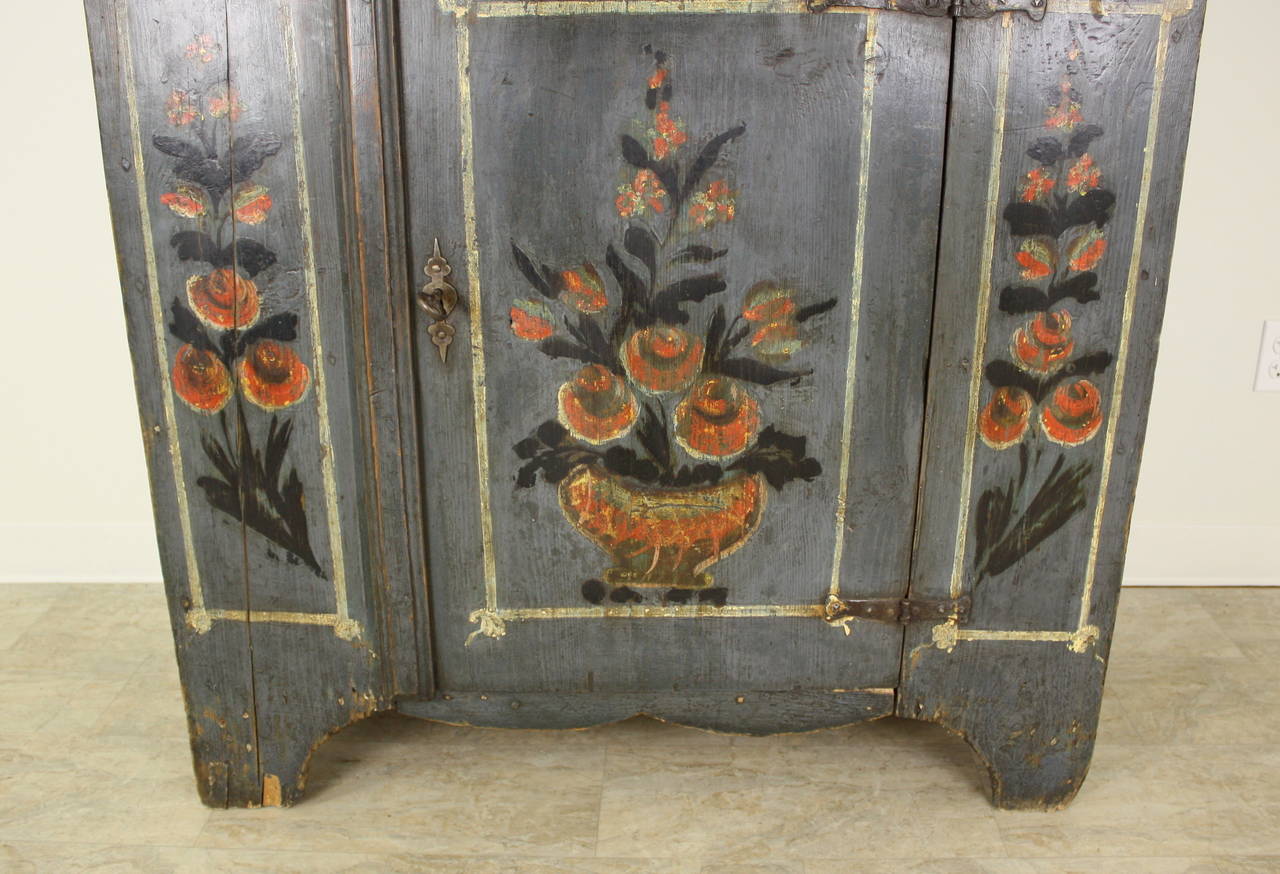 Iron Antique French Alsacian Painted Armoire, 1814