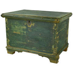 Antique Charming Continental Small Green Country Storage Box
