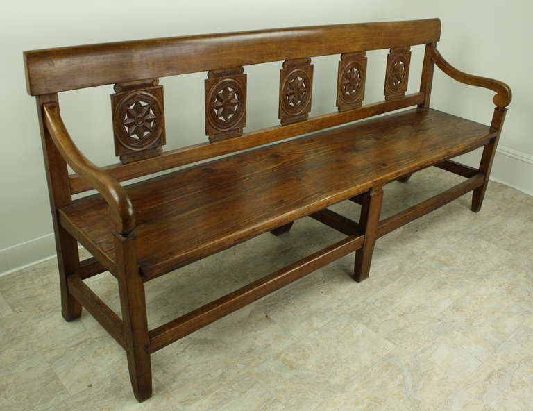 Long Antique French Cherry Directoire Bench In Excellent Condition In Port Chester, NY
