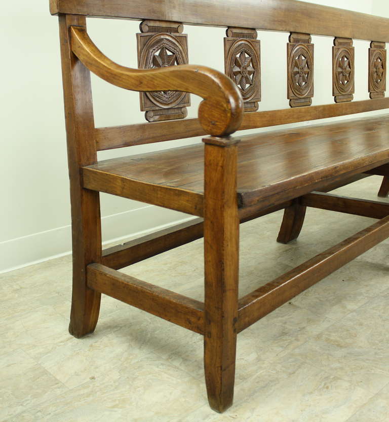 Long Antique French Cherry Directoire Bench 4