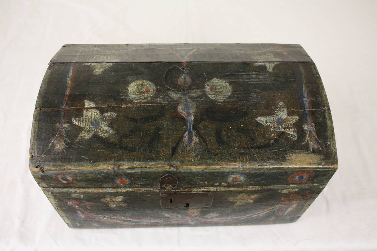 Metal Antique French Painted Wedding Box For Sale