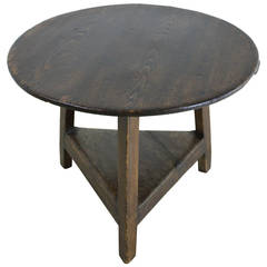 Antique Welsh Dark Pine Cricket Table