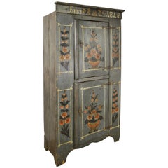 Antique French Alsacian Painted Armoire, 1814