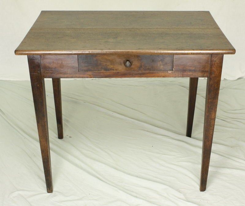 19th Century 1870's French Walnut Writing Table, One Drawer