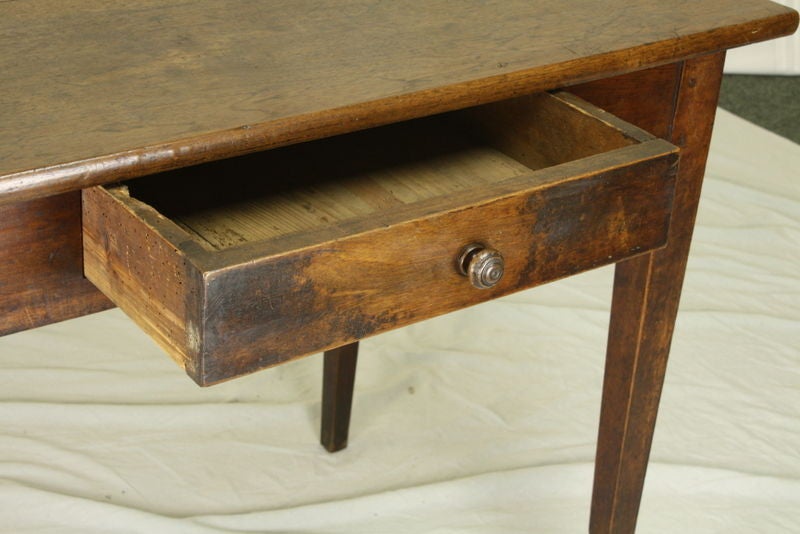 1870's French Walnut Writing Table, One Drawer 2