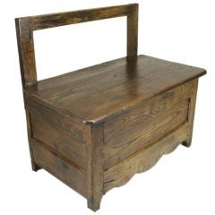 Antique French Chestnut Box Seat