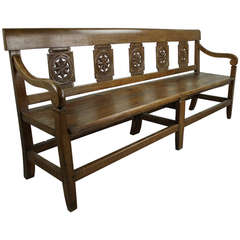 Long Antique French Cherry Directoire Bench