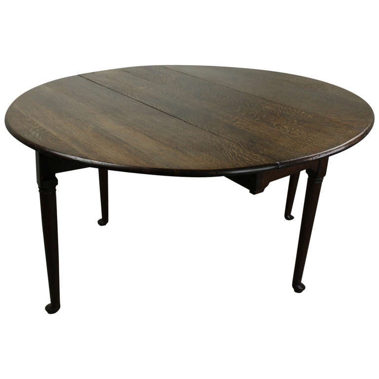 Period English Queen Anne Oak Padfoot Dropleaf Table
