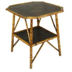 Handpainted Lacquer English Bamboo Side Table