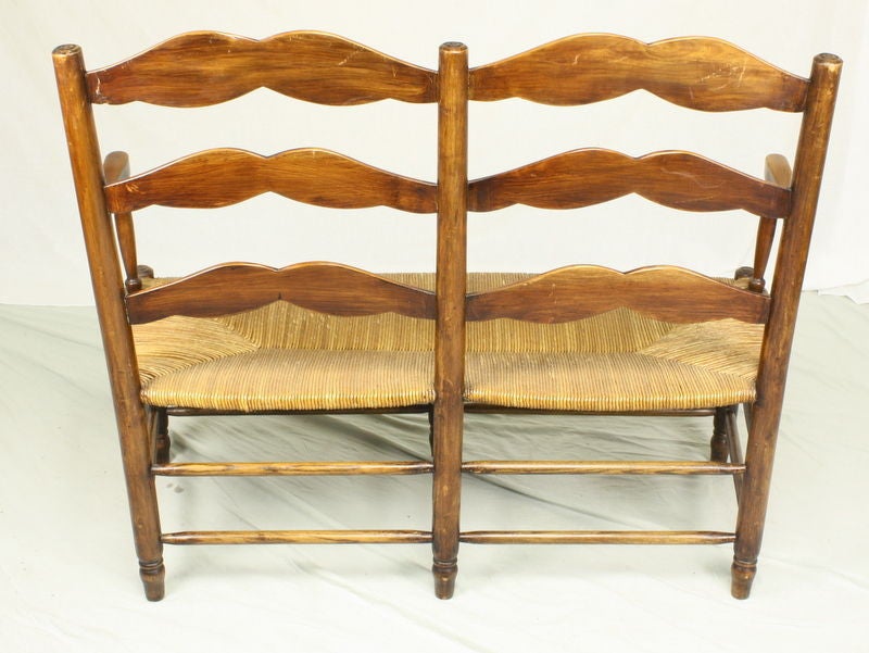 19th Century Two-Seat Antique French Country Cherry Bench