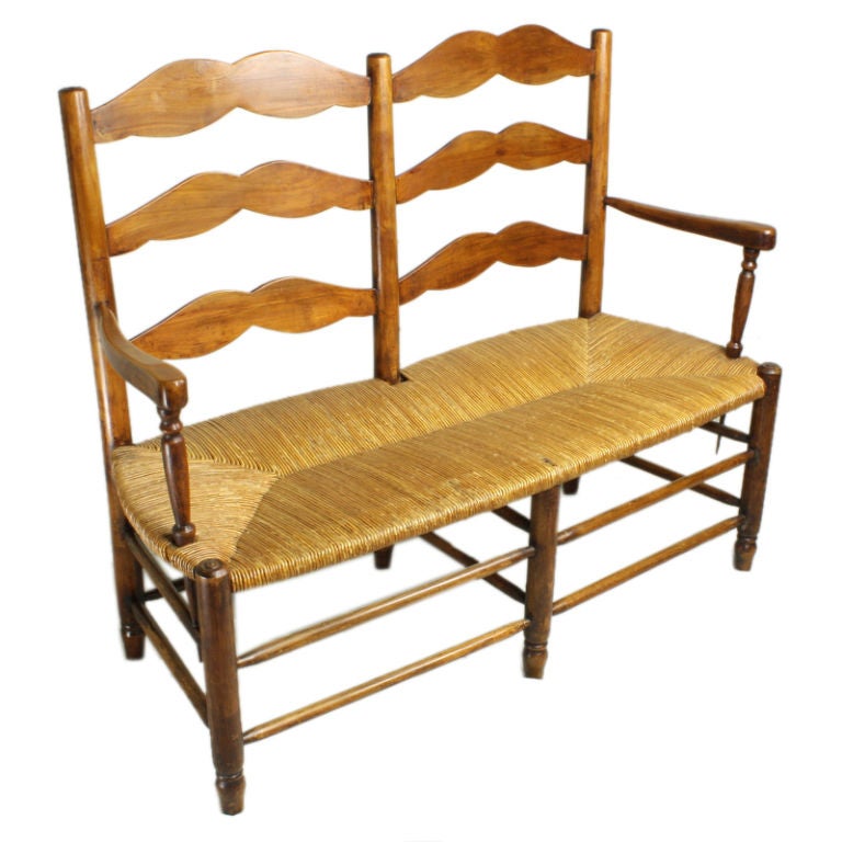 Two-Seat Antique French Country Cherry Bench
