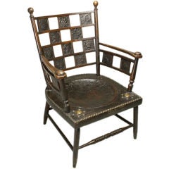 English Embossed Leather Arts and Crafts Armchair, circa 1910