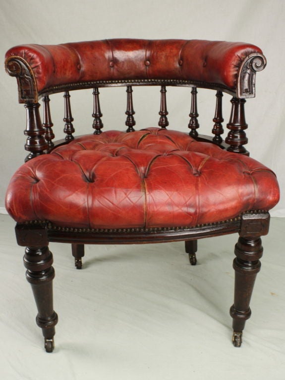 Antique English Red Leather Desk Chair at 1stDibs