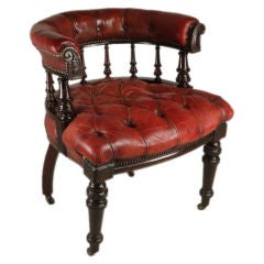 Antique English Red Leather Desk Chair