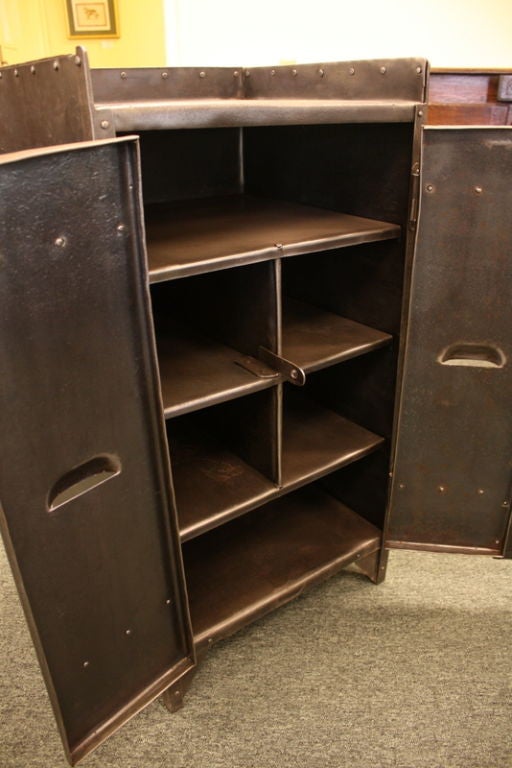 Vintage French Industrial Steel Two-Door Cabinet  SATURDAY SALE In Good Condition In Port Chester, NY