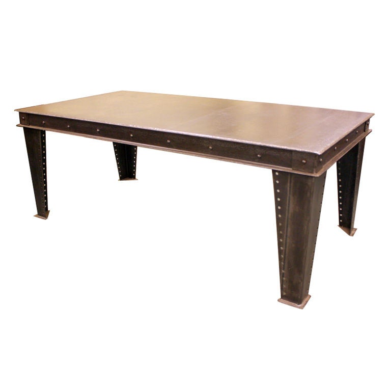 Heavy Industrial French Steel Dining Table at 1stDibs