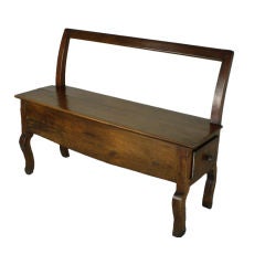 French Antique Cherry Fireside Seat with Side Drawer