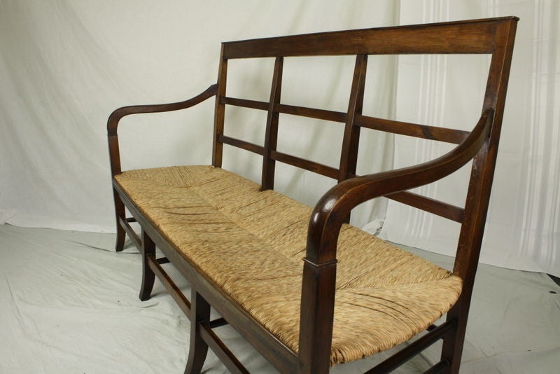 Elegant French Antique Rush-Seated Bench 6
